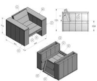 Loungefauteuil om zelf te maken, bouwtekening steigerhouten tuinstoel.